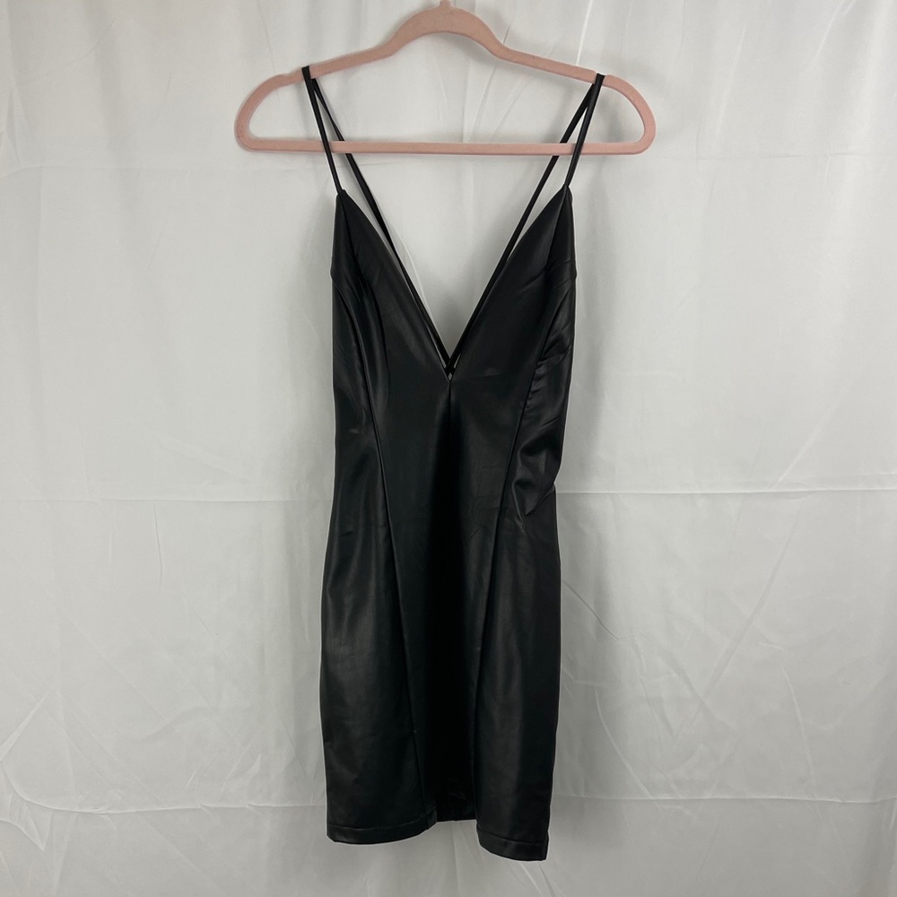 forever 21 pleather deep v backless dress